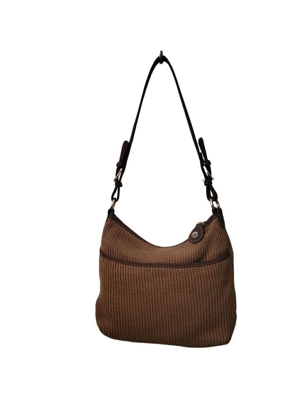 THE SAK Brown Crochet Braided Recycled Bottles Purse Shoulder Bag Pocketbook - Picture 2 of 7